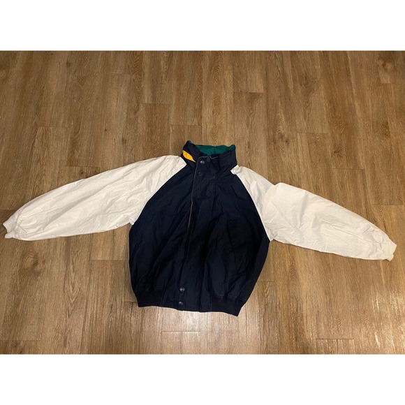 Vtg NAUTICA Sports Jacket Full Zip Hidden Hood Gorpcore Bomber Men's XL - Picture 2 of 12